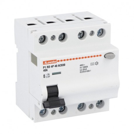 P1RD4P40AC030 LOVATO DISPOSITIF DE COURANT RÉSIDUEL 4P 40A IDN 30MA