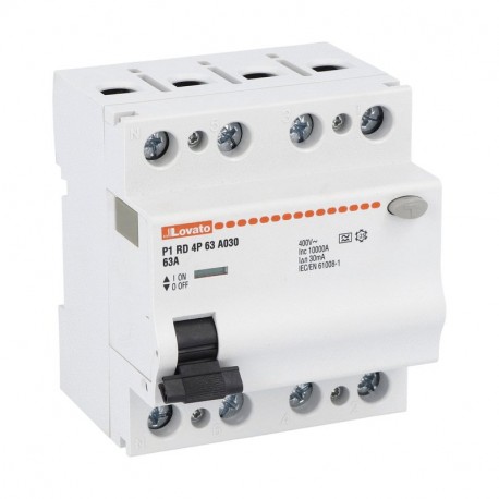 P1RD4P63A030 LOVATO DISPOSITIF DE COURANT RÉSIDUEL 4P 63A IDN 30MA