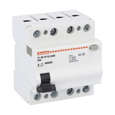 P1RD4P63A300 LOVATO RESIDUAL CURRENT DEVICE 4P 63A IDN 300MA