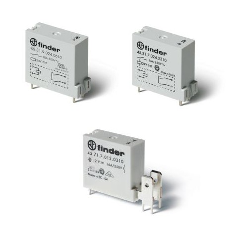 457170150410 FINDER Series 45 Mini relé para circuito impresso + Faston 250 16 A