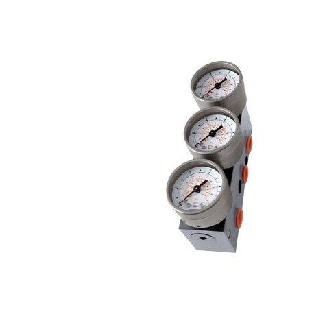 6DR4004-2RF SIEMENS Bloco de manómetro de ventilação alumínio 1/4-18 NPT, de dupla ação com manômetro metáli..
