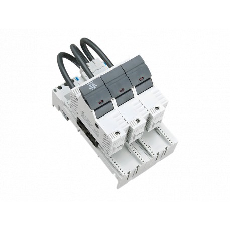 31970 WOEHNER Fuse holder with LED Class J, 60A, (27X60), 3P, for 60Classic System, with adapt. Incl., downs..