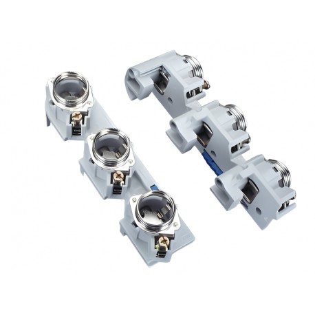 31408 WOEHNER D fuse base on bars, 60Classic system, 5/10mm bar, E27/3P, 25A, W 42mm, for adjustment rings