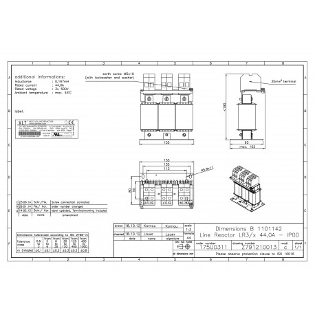 175U0311 MCC103A44K0T5L1670E00TB DANFOSS DRIVES MCC103A44K0T5L1670E00TB
