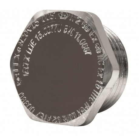 D4850530 7TCA303335R0022 THOMAS AND BETTS HEX PLUG. ATEX-E IP66 BRASS NIQ. M50