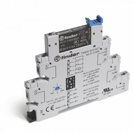 382100120060SPB FINDER SERIES 38 timed modular interface, 6.2mm width, 4 timing functions, 12V AC/DC, 1 swit..
