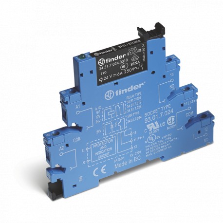 385101250060SPB FINDER Interface modular SÉRIE 38, relé eletromecânico comutado de 1 contato 6A, 125V AC/DC,..