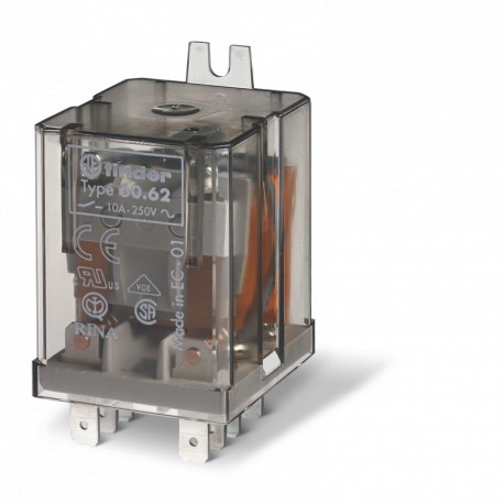 606292200000 FINDER Relais industriel Faston 187, 2 contacts commutés, 10A, AgNi, 220V DC