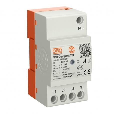 V10 Compact2.0 5093381 OBO BETTERMANN Pára-raios V10 Compact2.0, V10 Compact 2.0 255V