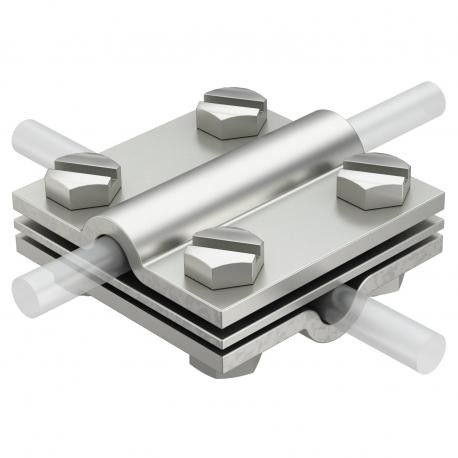 252 S1 V4A 5312294 OBO BETTERMANN Cross connector redon./redon. with intermediate plate 8-10mm, stainless st..