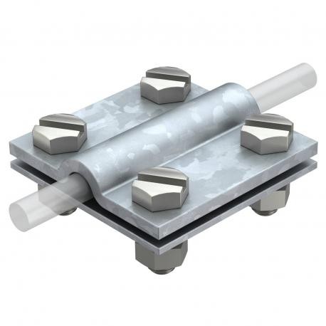 252 S4 FT 5312302 OBO BETTERMANN Cross round/flat connector, without intermediate plate, 8-10xFL30, hot dip ..