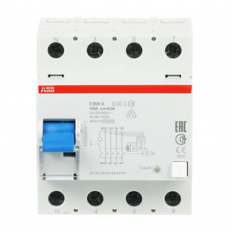2CSF204523R4950 ABB Int.dif.F204B-125/0.5L 4p 125A B 500mA