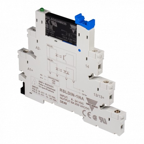 RSLSD024M035IN1 CARLO GAVAZZI 1-pole SSR + Socket (SRW), DC switching, Operating voltage (Ue): 3 30 Vdc, Rat..