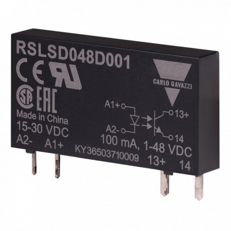 RSLSD048M001 CARLO GAVAZZI SSR enchufable unipolar, conmutación de corriente continua, voltaje de funcionami..