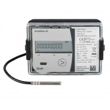 187F3059 DANFOSS REFRIGERATION Compteurs d’énergie, SonoMeter 30, 25 mm, qp [m³/h]: 6, Chauffage, Secteur, M..