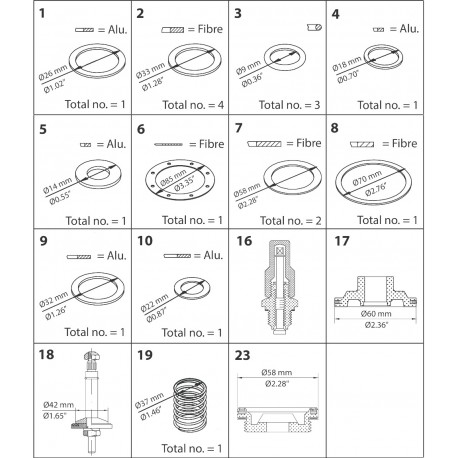 027F0556 DANFOSS REFRIGERATION Parte di ricambio, PML, dim. 32, Kit per revisione