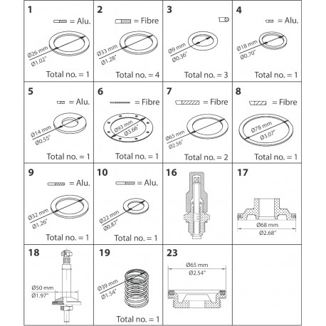 027F0557 DANFOSS REFRIGERATION Parte di ricambio, PML, size 40, Kit per revisione