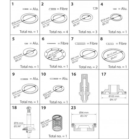027F0559 DANFOSS REFRIGERATION Pièce de rechange, PML, taille 65, Kit de révision