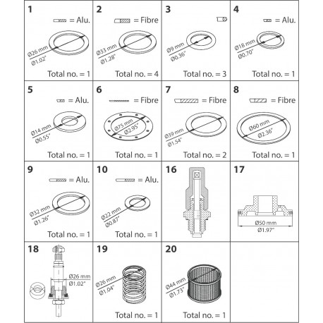 027F3380 DANFOSS REFRIGERATION Pièce de rechange, PM 3-5, Kit de révision