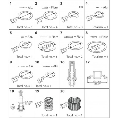 027F3382 DANFOSS REFRIGERATION Parte di ricambio, PM 3-15, Kit per revisione