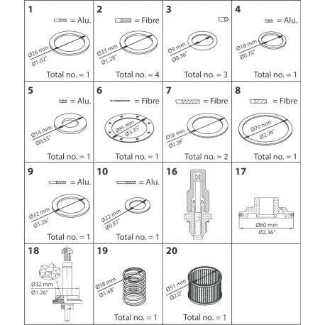 027F3383 DANFOSS REFRIGERATION Kit de Recondicionamento, Kit de Revisão Completa