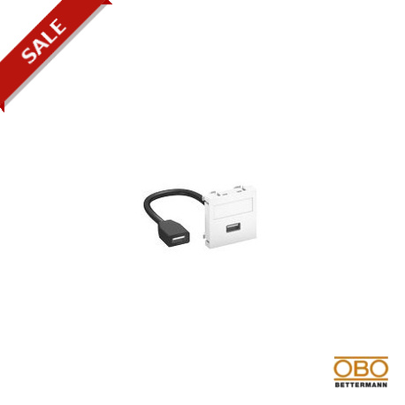 MTG-U2A F RW1 6104898 OBO BETTERMANN Prendere multimediale, cavo USB 2.0 AA, 45x45mm, bianco puro, 9010, Pol..
