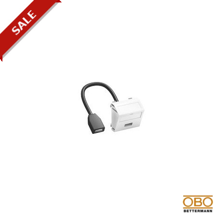 MTS-U2A F RW1 6104910 OBO BETTERMANN Prenez multimédia, câble USB 2.0 AA, 45x45mm, blanc pur, 9010, Polycarb..