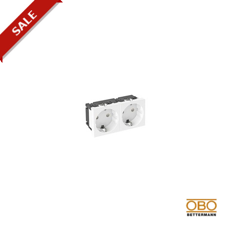 SKS-D0 RW2 6117012 OBO BETTERMANN Sockel Doppel 0 ° gerade Schutzkontakt, 250V, 10 / 16A, reines Weiß, 9010,..