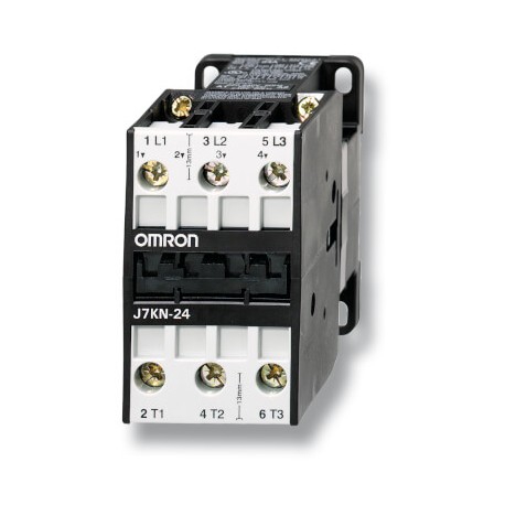 J7KN-10-10 24D 103731 OMRON Contactor, 3-pole, 10A/4kW AC3 (25A AC1) + 1M auxiliary, 24 VDC