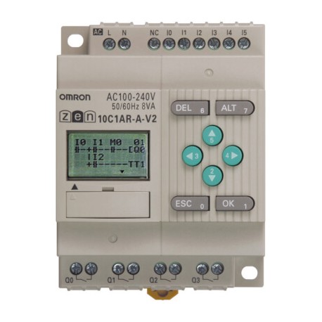 ZEN-10C1AR-A-V2 240972 OMRON CPU 6/4 Ent. AC Sel. relais LCD RTC 240 AC