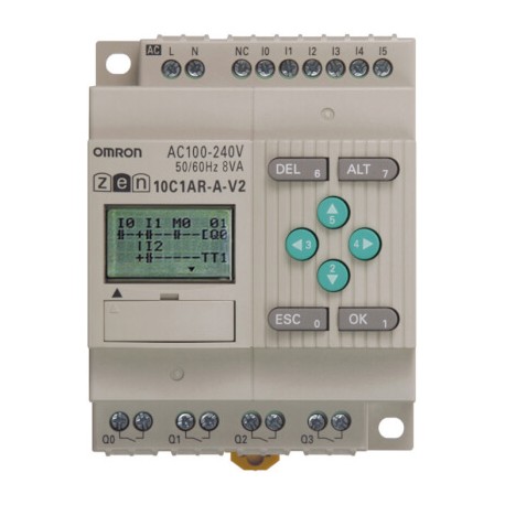 ZEN-10C3DR-D-V2 240984 OMRON CPU 6/4 Ent. CC de Sel. relais LCD CCF Pas exp 24DC