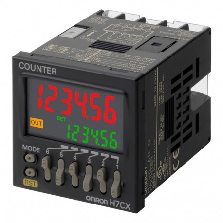 H7CX-AUSD1-N 311859 OMRON Contador, 6 dígitos, terminal a tornillo, 7 multifunciones, salida transistor, 12-..