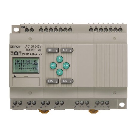 ZEN-20C1AR-A-V2 240989 OMRON CPU 12/8 Ent. AC Salt. relay LCD RTC 240 AC