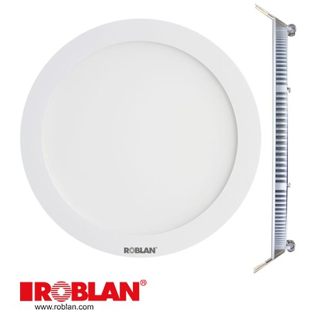 LEDPANEL18C ROBLAN LED Downlight Circular 18W 100-240V 1250Lm 3000K 225 x 22mm (ARO BLANCO)