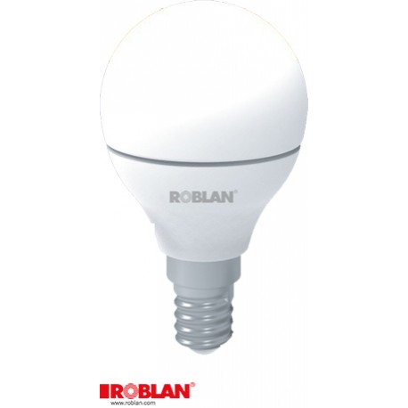 LEDA1505E14B ROBLAN LED Esférica 5W Blanco 6500K E14 470lm 220-240V