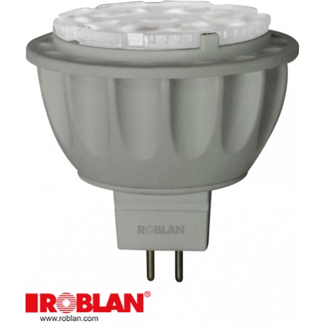  LEDMAMR6C ROBLAN LED Dicroico MR16 6W Cálido 3000K 300lm DC12V 25º-40º-55º Multi Angulo