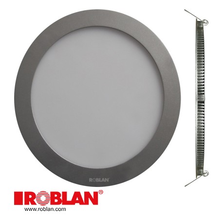 LEDPANEL18CH ROBLAN LED Downlight Circular 18W 100-240V 1250Lm 3000K 225 x 22mm (ARO CROMO MATE)