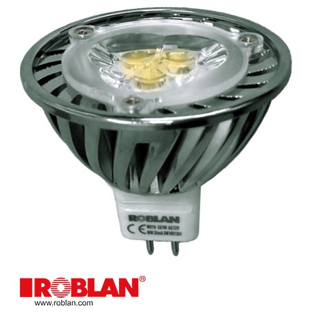  LEDMR163X1B ROBLAN LED dicroico MR16 3X1W Blanco 6500K 12V