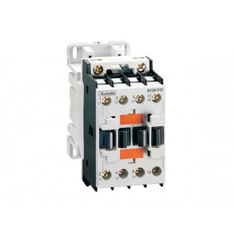 BF0901D220 LOVATO Параметры THREE-POLE CONTACTOR, IEC OPERATING CURRENT IE (AC3) 9A, DC COIL, 220VDC, 1NC AU..