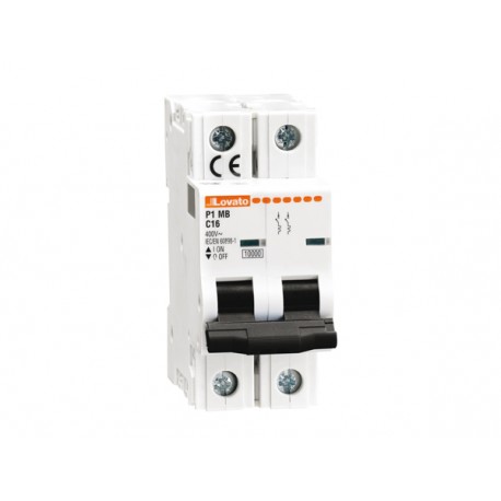 P1MB2PB50 LOVATO MINIATURE CIRCUIT BREAKER, 2P 10KA. 2 MODULES, CHARACTERISTIC B, 50A