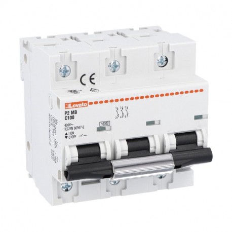 P2MB3PC100 LOVATO INTERRUTTORE MAGNETOTERMICO, 1P, 2P, 3P E 4P 10KA, CARATTERISTICA C, 100A