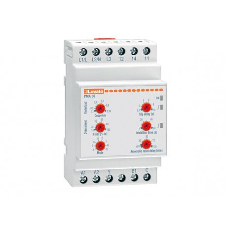 PMA50A240 LOVATO PUMP PROTECTION RELAY FOR SINGLE AND THREE-PHASE SYSTEMS, MAXIMUM AC CURRENT AND MINIMUM CO..