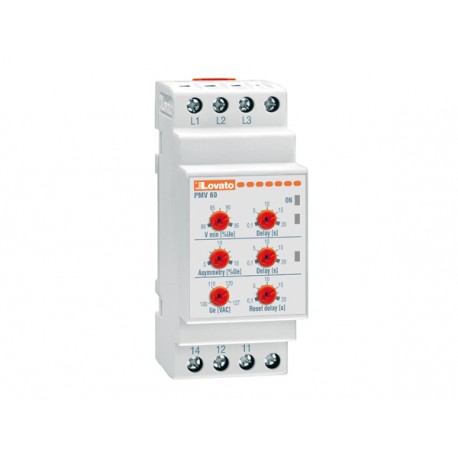 PMV60A600 LOVATO RELÈ VOLTMETRICO PER SISTEMA TRIFASE SENZA NEUTRO, MINIMA TENSIONE AC E ASIMMETRIA. MANCANZ..