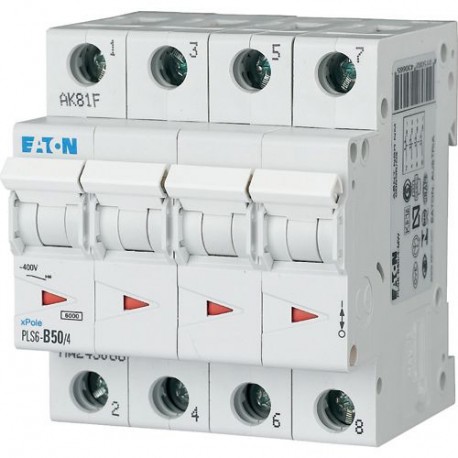 PLS6-D50/4 113408 EATON ELECTRIC Over current switch, 50A, 4 p, type D characteristic