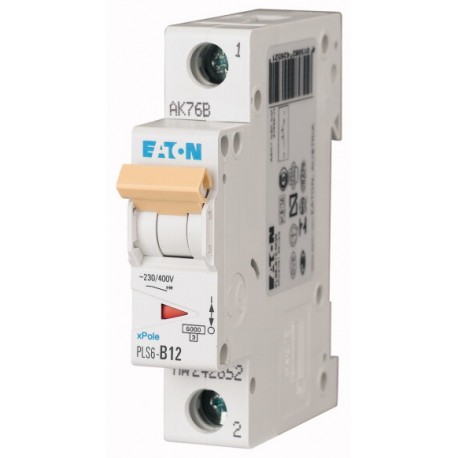 PLS6-B12-MW 242652 EATON ELECTRIC Over current switch, 12A, 1p, type B characteristic