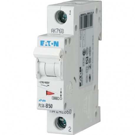 PLS6-B50-MW 242660 EATON ELECTRIC Over current switch, 50A, 1p, type B characteristic