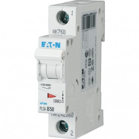 PLS6-B50-MW 242660 Y7-242660 EATON ELECTRIC MCB, 1P, courbe B, 50A