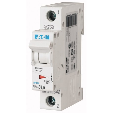 PLS6-C1,6-MW 242668 EATON ELECTRIC Over current switch, 1, 6 A, 1p, type C characteristic