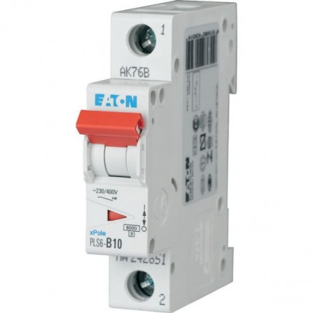 PLS6-D10-MW 242700 EATON ELECTRIC Over current switch, 10A, 1p, type D characteristic