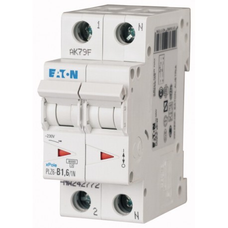 PLZ6-C1,6/1N-MW 242798 EATON ELECTRIC Over current switch, 1, 6 A, 1pole+N, type C characteristic